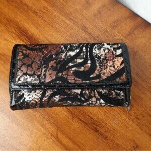Black and Gold Zip Around Wallet